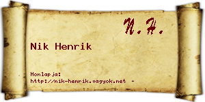 Nik Henrik névjegykártya